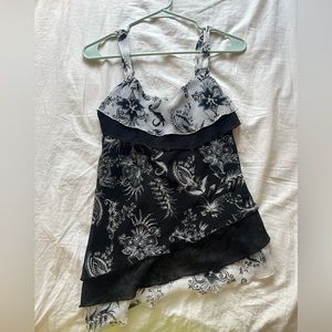 Black and White Floral Tank